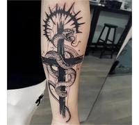 Snake-shaped Cross Herbal Temporary Tattoo Stickers, Semi-permanent, Non-reflective, Waterproof, Lasts For Two Weeks, Fake Tattoos