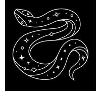 Snake Silhouette with en Mystical Elements Lettering Decals 42x44.3cm Window Decals White