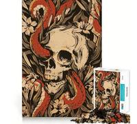 Snake Skeleton Flowers 1000 Pieces Jigsaws Adults Puzzles Gifts Mind Challenge Toy Easy Leisure Precise Cut (50x75cm)