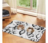 snake skin black and white Patterned Pet Feeding Mat with Water-Absorbing PU Top & Rubber Base - Anti-Slip Dog Cat Food Mat for Cats, Dogs & Pets, 30x45cm