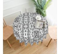 snake skin black and white Patterned Round Tablecloth - 60 Inch - Perfect for family gatherings, restaurants, holidays and celebrations