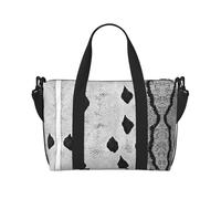 Snake Skin Black and White Print Gym Bag for Women, Weekender Overnight Bag,Personal Item Bag, Shoulder Bag for Women Men,One Size