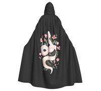 Snake Skin Black And White Print Halloween Hooded Cloak Unisex Vibrant Adult Medieval Renaissance Festivals Cosplay
