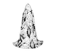 Snake Skin Black And White Print Hooded Wizard Robe Halloween Cloak Medieval Renaissance Cosplay Christmas Party Outfits