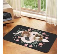 Snake Skin Black and White Print Pet Absorbent Leather Tablecloth for Dogs Cats,Pet Food Mat Leather Feeding Mat for Dogs Cats