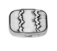 Snake Skin Black and White Print Pill Box 2 Compartment Medicine Pill Case,Portable for Pocket Or Purse Pill Box Decorative Metal Medicine Organizer