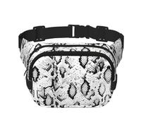 Snake Skin Black And White Print Unisex Square Double Layer Waist Bag Crossbody Fanny Pack Travel Workout Accessory, Black, One Size