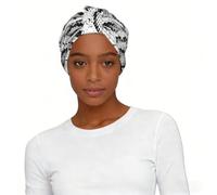 snake skin black and white Print Women Turban Hat Stretch Printed Head Wrap Pull On One Size Daily Style Elegant Gifting