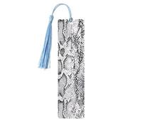 Snake Skin Black and White Print Wooden Bookmark with Tassel, Exquisite Pattern Ideal Gift for Book Lovers, for Home Office Library