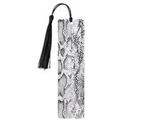 Snake Skin Black and White Print Wooden Bookmark with Tassel, Exquisite Pattern Ideal Gift for Book Lovers, for Home Office Library
