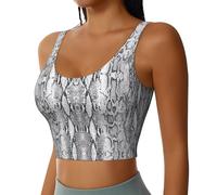 Snake Skin Black and White Print Workout Tank Tops for Women Racerback Sport Running Yoga Basic Sleeveless Shirts