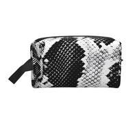 Snake Skin Black and White Printed Makeup Bag Travel Portable Cosmetic Bag Large Capacity Makeup Case Toiletry Handbag Organiser for Women