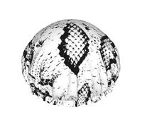 Snake Skin Black And White Printed,Shower Cap Nightcap Double Layer Waterproof Elastic Bath Cap Reusable Hair Cap