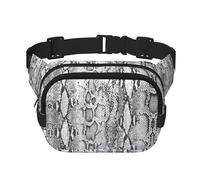 Snake Skin Black And White Square Double-Layer Waist Bag Mini Adjustable Waist Belt Bag Exercise Running Travel Hiking, Black, One Size