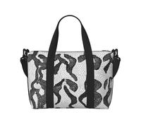 (Snake Skin Black and White) Waterproof Lightweight Hand Travel Bag - Large Carry-On for 3-5 Day Trips | Air Travel, Sports, Weekend Use | Men & Women (1-Pack)
