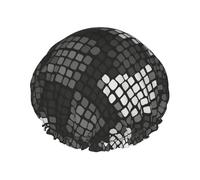 Snake Skin Black Grey White,Shower Cap Nightcap Double Layer Waterproof Elastic Bath Cap Reusable Hair Cap