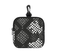 Snake Skin Black Grey White, Square Zipper Storage Bag, Neoprene Coin Purse, Small Wallets, Change Pouch, Change Purse