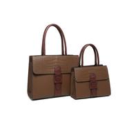 Snake Skin Buckle 2 In 1 Handbag Tote Bag JFY Dark Brown One Size
