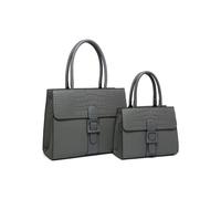 Snake Skin Buckle 2 In 1 Handbag Tote Bag JFY Dark Grey One Size