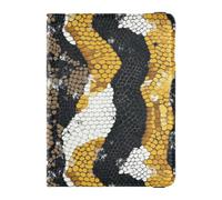 Snake Skin Dark Brown Yellow Document Organizer Holder Accessories Card Holder Passport Case Lightweight