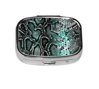 Snake Skin Decoration,Meta Pill Box 2 Compartment Medicine Case,Portable Organizer,Rectangle Meta Portable Organizer Pill Box 2333 Compartment Medicine Case