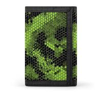 Snake Skin Green Men's Trifold Wallet Minimalist Slim Wallets with Card Holder Keychain