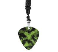 Snake Skin Green Womens Guitar Pick Necklace for Men Pendant with Chain Music Accessory