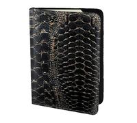 Snake Skin print Leather Card Case Travel Accessories Passport Holder Cover Wallet for Women Men, Black, One Size