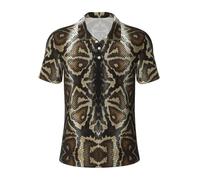 Snake Skin Print Men's Polo Shirts Performance Short Sleeve Quick Dry Athletic Casual Golf Shirt, Black, XXL