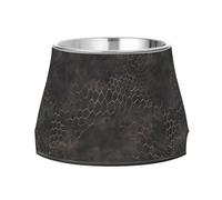 Snake Skin Print Style on The Backgroud of Darkgray Raised Pets Water Bowl Enhanced Stainless Steel Feeder Pets Bowl for Small Dogs Whisker Relief