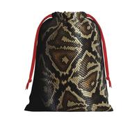 Snake Skin Printing 11.8x15.8in Drawstring Gift Bag With Red Ribbon Closure For Halloween Xmas,For Adults Gifting