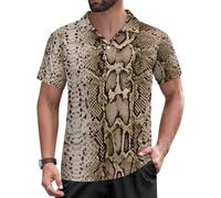 Snake Skin Python Pattern Men's Polo Shirts Short Sleeve Slim Fit Collared Golf Shirt Casual Tops T Shirts