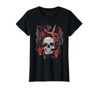 Snake Skull & Dagger Vintage Traditional Tattoo Value Graphic T-Shirt, Women, Black, S