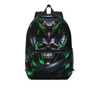 Snake Skull Deadly 17 Inch Backpack-Lightweight Travel Daypack with Pockets