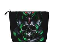 Snake Skull Deadly Faux Linen Makeup Pouch-Lightweight Travel Case