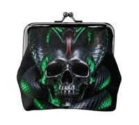 Snake Skull Deadly Leather Kiss Lock Coin Purse-Small Mini Wallet for Women