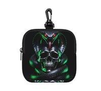 Snake Skull Deadly Small Waterproof Zipper Pouch-Neoprene Storage Bag for Earbuds, Keychain Clip Case