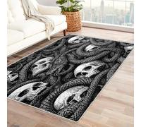 Snake Skull Rugs Living Room, Extra Large Rug, Low Pile Rug Non Slip, Machine Washable, Area Rugs for Living Room, Horror Grave Patterned Home Decor Floor Carpets, 200x300 cm