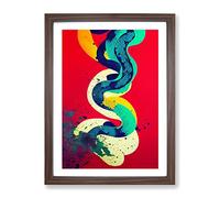 Snake Splash Abstract Framed Print | A3 Walnut Framed Wall Art | Ready to Hang | Abstract Fantasy Picture | Living Room Bedroom Lounge Office