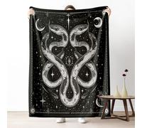 Snake Star Moon Blanket 30x40 Inch, Gothic Astrology Fleece Throw Blanket for Couch Bed, Bohemia Celestial Soft Blankets Cozy Lightweight Flannel Small Blankets Warm for All Season