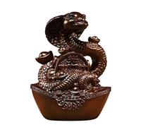 Snake Statue, 2025 Year of The Snake Gift Zodiac Snake Sculpture, Wooden Chinese Feng Shui Snake Figurines, Home Office Tabletop Ornaments for Luck Success Wealth (B)