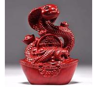 Snake Statue, 2025 Year of The Snake Gift Zodiac Snake Sculpture, Wooden Chinese Feng Shui Snake Figurines, Home Office Tabletop Ornaments for Luck Success Wealth (C)
