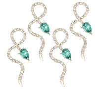 Snake Studs Charm Manicure Art Alloy Decoration Nail 4pcs 3d | Green Finish, Easy to Apply for DIY Nail Art, Shiny Effect, Creative Chic Elegant Styling