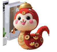 Snake Stuffed Animal, Cute Copper Mascot, Short Plush, 3D Chinese, Soft Toy For Spring Festival, Symbol Decoration, Gift For Lovers Collectors Kids Adults, 30cm
