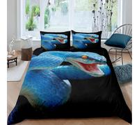 Snake Super King Duvet Cover Set 3D Printed Reptiles Bedding Set Ultra Soft Microfiber Quilt Cover 220x260 cm with 2 Pillowcases with Zipper for Boys Girls Teens a.1973