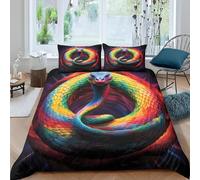 Snake Super King Duvet Cover Set 3D Printed Reptiles Bedding Set Ultra Soft Microfiber Quilt Cover 220x260 cm for Double Bed with 2 Pillowcases with Zipper G/2034