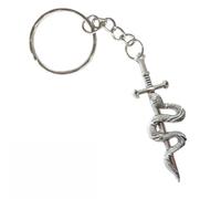Snake Sword Keyring Serpent Medieval Keychain Pagan Gothic Gift Stocking Python Key Chain Ring Accessory Men's Castle Age Knight Xmas Novelty Pendant Charm