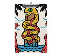 Snake Totem Pole Clipboard 8.5×12.5 Inch Acrylic Clip Board with Metal Clip A4 Letter Size Decorative Clipboard Cute Hanging Clipboards for Office, Teacher, Nurse, Doctor,