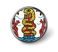 Snake Totem Pole Lapel Pin Cute Metal Brooch Pin Fashionable Round Badge for Shirts, Hats, Jackets Unique Fashion Accessories Gift for Men & Women