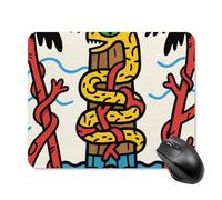 Snake Totem Pole Mouse Pad Square Laptop Mouse Mat Cute Computer Mousepad Keyboard Pad Non-Slip Desk Pads for Gaming Office Work Home 20 * 25cm